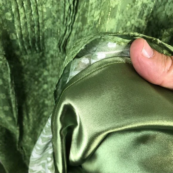 Alex Marie Dress Womens 14 Green Metallic Gold Pleats Shiny Event Occasion NEW - Picture 10 of 16
